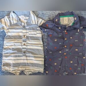 Carter's 18M Blue and Blue/White Striped Kids Rompers
